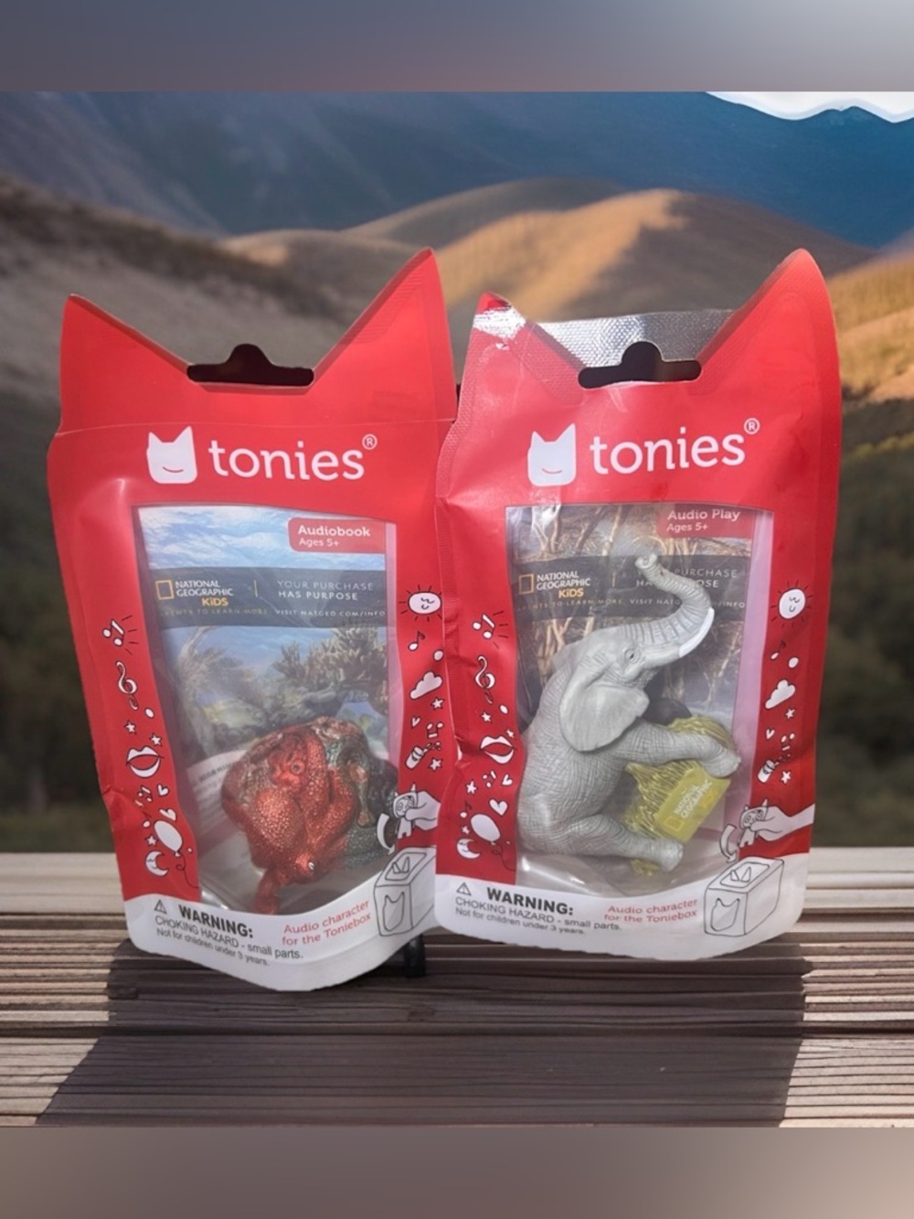 National Geographic Tonies Audio Figurine Bundle - octopus and elephant - NEW